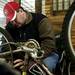 Indiana resident Jim Windle straightens a bike wheel at the Ann Arbor Classic Bicycle Show on Sunday, April 28. Daniel Brenner I AnnArbor.com